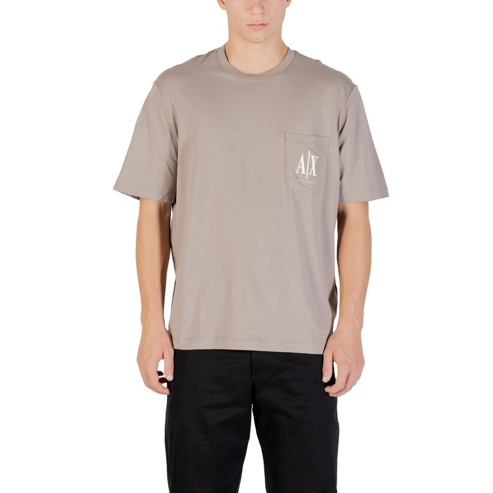 Vêtements de sport en coton marron Armani Exchange, t-shirt ou sweat-shirt décontracté et confortable, style sportif.