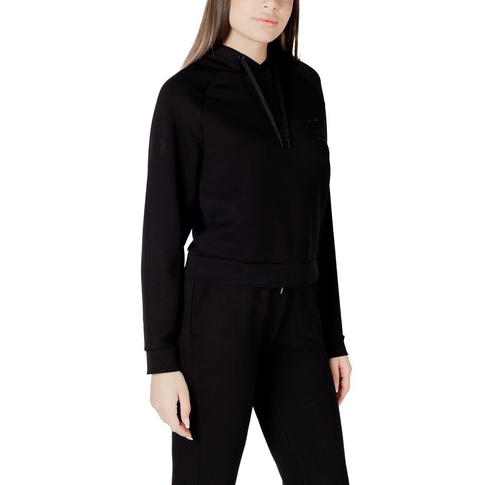 Sweat à capuche Armani Exchange noir en viscose, vue de face, avec logo discret, tissu doux et coupe décontractée.