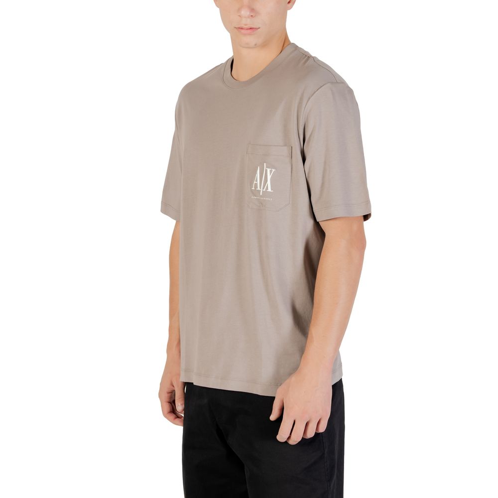 Vêtements de sport en coton marron Armani Exchange, t-shirt ou sweat-shirt décontracté pour homme.
