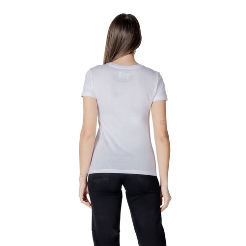 T-shirt blanc en coton de la marque Armani Exchange, vue de face, avec logo discret sur la poitrine.