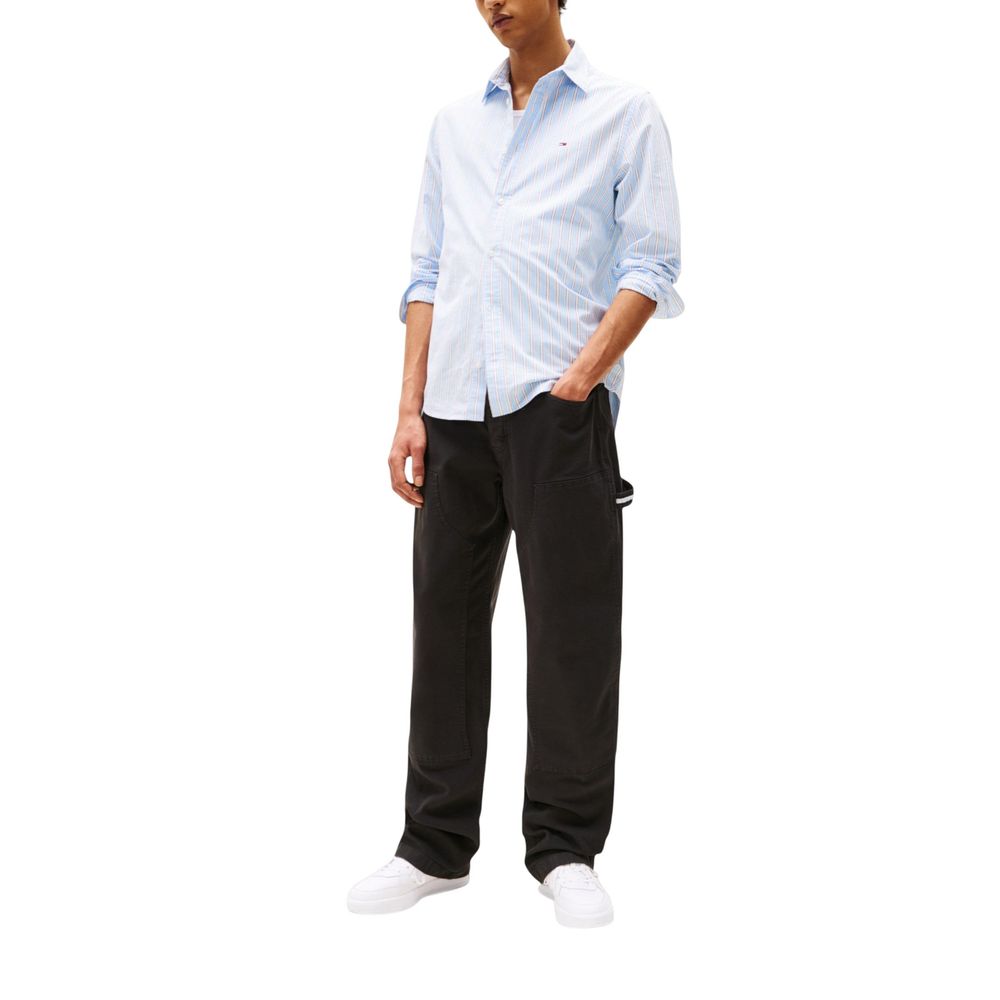 Pantalons décontractés Tommy Hilfiger en coton biologique noir, style jean, avec coupe classique et détails modernes.