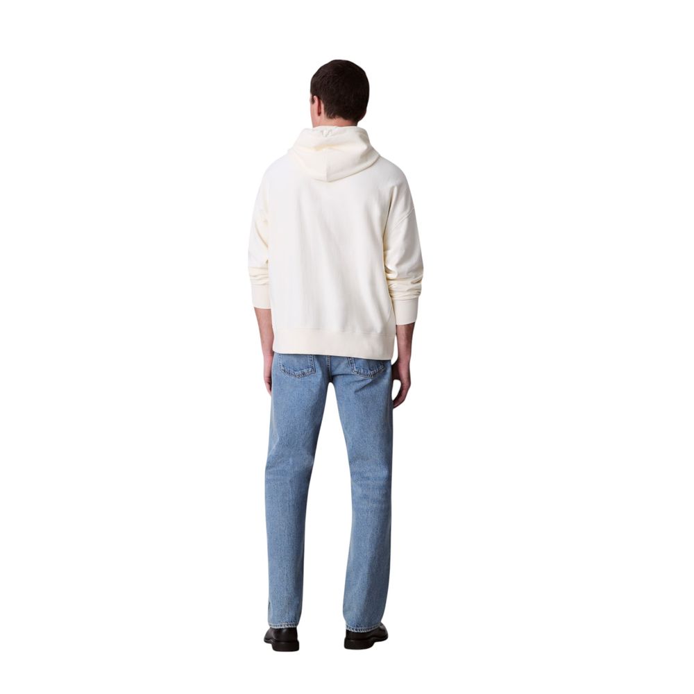 Hoodie blanc en coton de Calvin Klein Jeans, coupe décontractée, avec logo discret sur la poitrine.