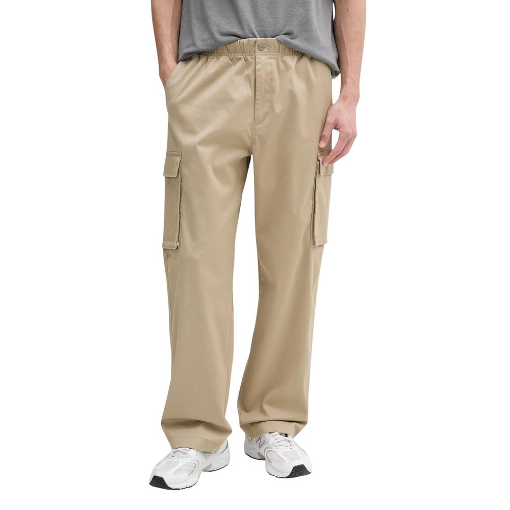 Pantalons cargo beige en coton de Calvin Klein Jeans, style décontracté avec poches latérales et coupe classique.