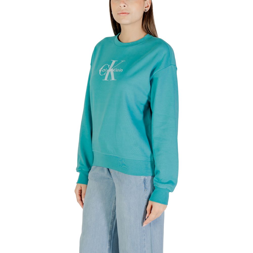 Sweat-shirt en coton bleu de Calvin Klein Jeans, à manches longues et logo discret sur la poitrine, pour un style décontracté.