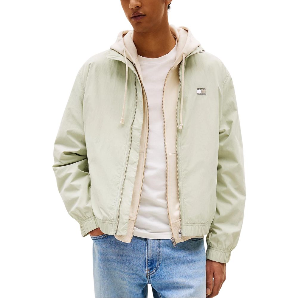 Veste bomber bicolore en polyamide recyclé de Tommy Hilfiger Jeans, vue de face avec détails de design moderne