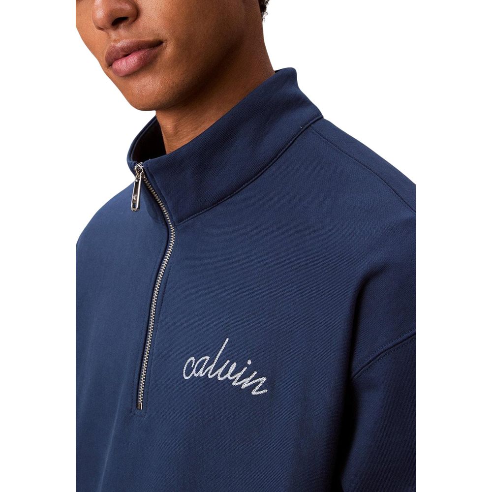 Sweat-shirt en coton bleu de Calvin Klein Jeans, coupe décontractée avec logo discret, pour un style casual et confortable.