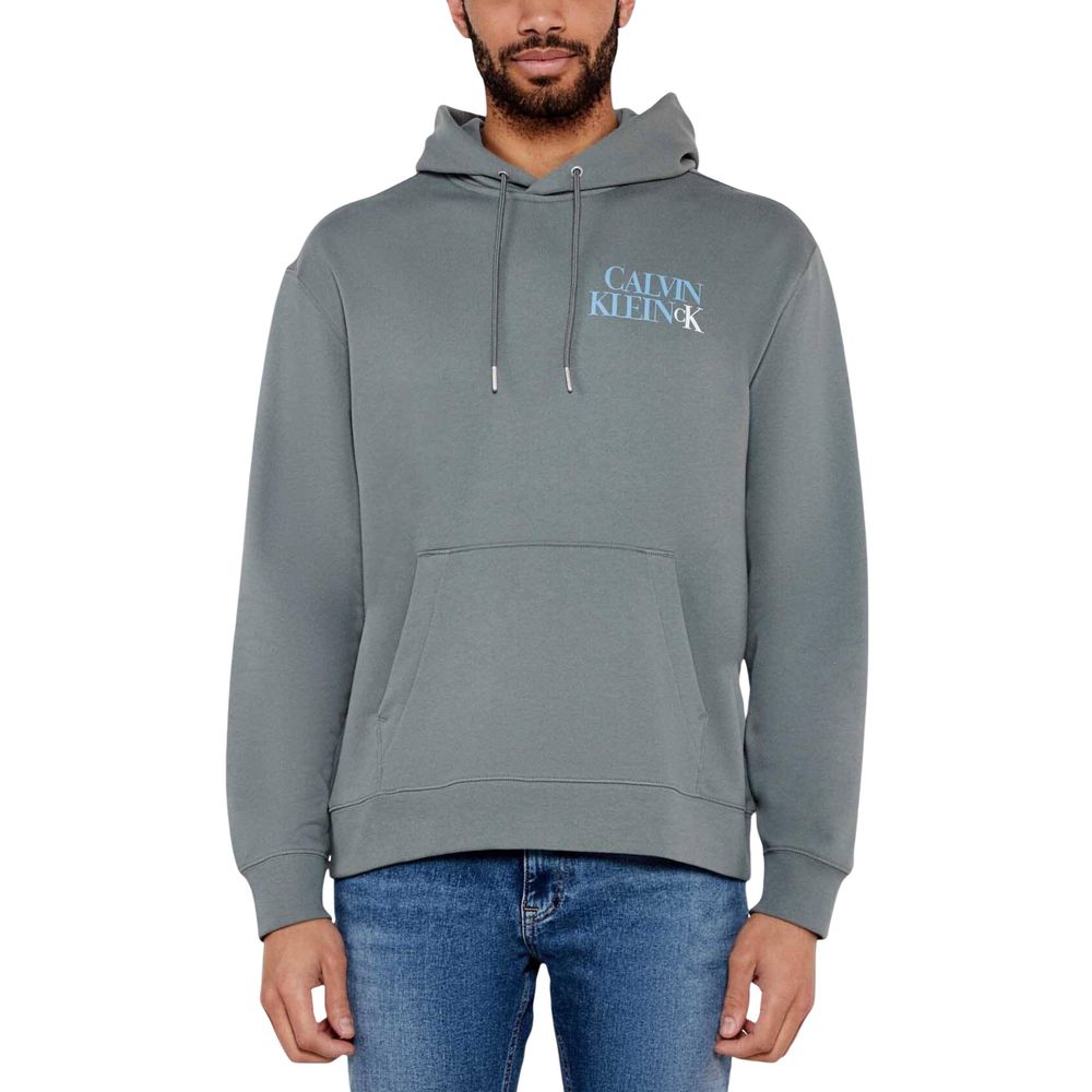Sweat à capuche en coton gris de Calvin Klein Jeans, léger et confortable, avec logo discret sur la poitrine.