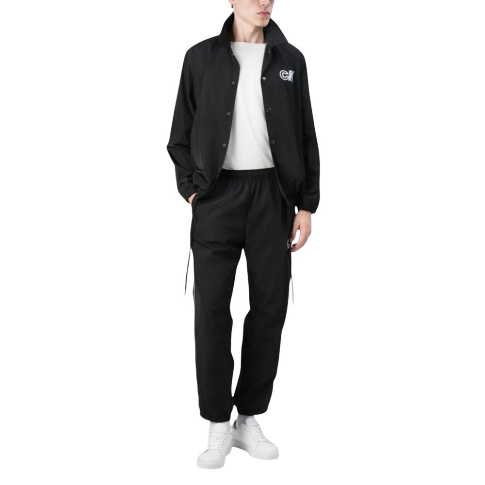 Pantalons de jogging en polyester noir de Calvin Klein Jeans, vêtements de sport décontractés pour hommes.