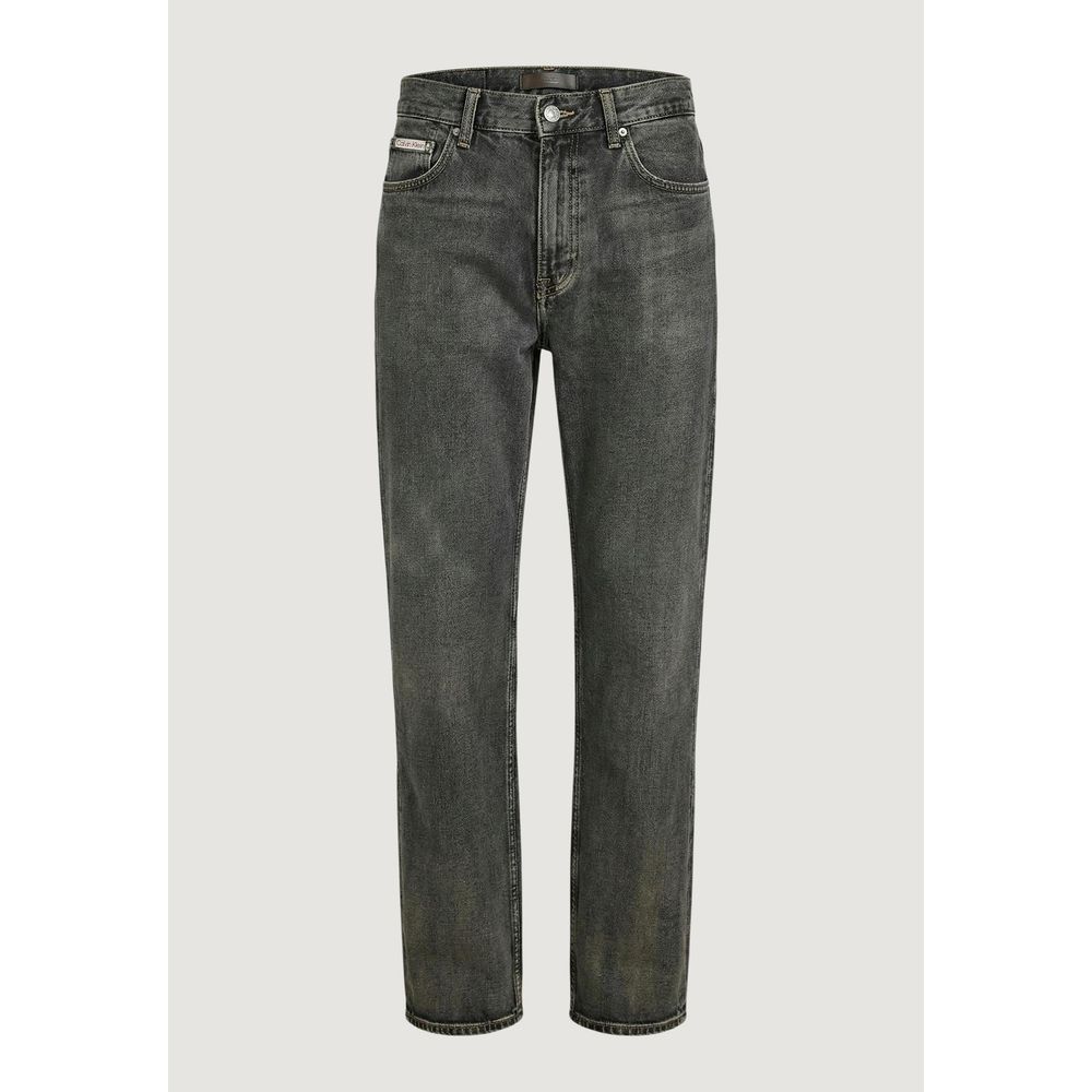 Jeans beige en coton de coupe décontractée de Calvin Klein Jeans, visibles en détail.