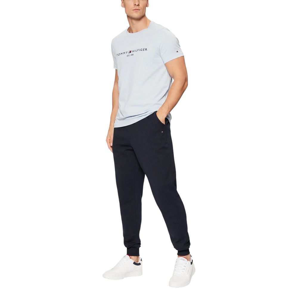 Pantalons joggers en coton bleu Tommy Hilfiger pour entraînement, avec cordon de serrage et logo discret.