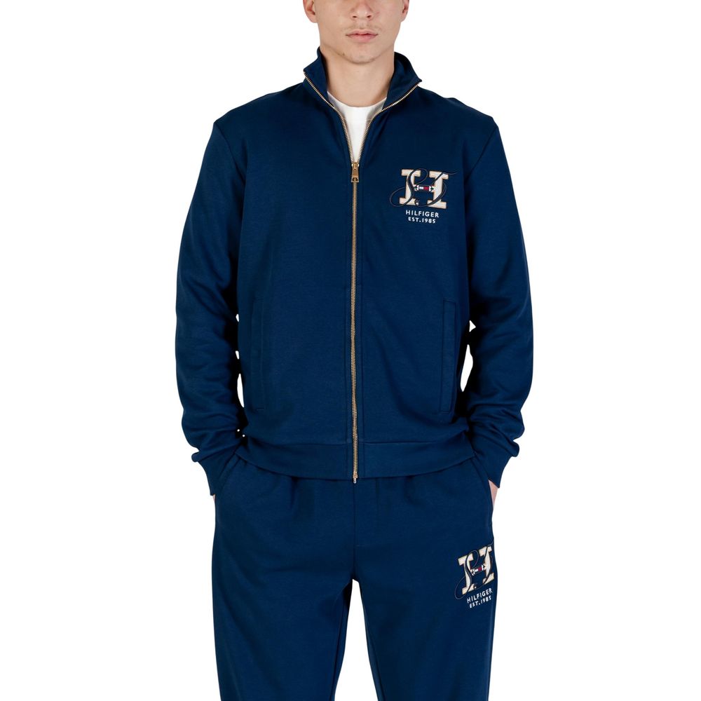 Sweat-shirt bleu en coton recyclé de Tommy Hilfiger, doux et confortable, avec logo discret sur la poitrine.