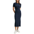 Robe longue bleue en modal de Calvin Klein Jeans, vêtement féminin fluide avec décolleté en V et manches longues.