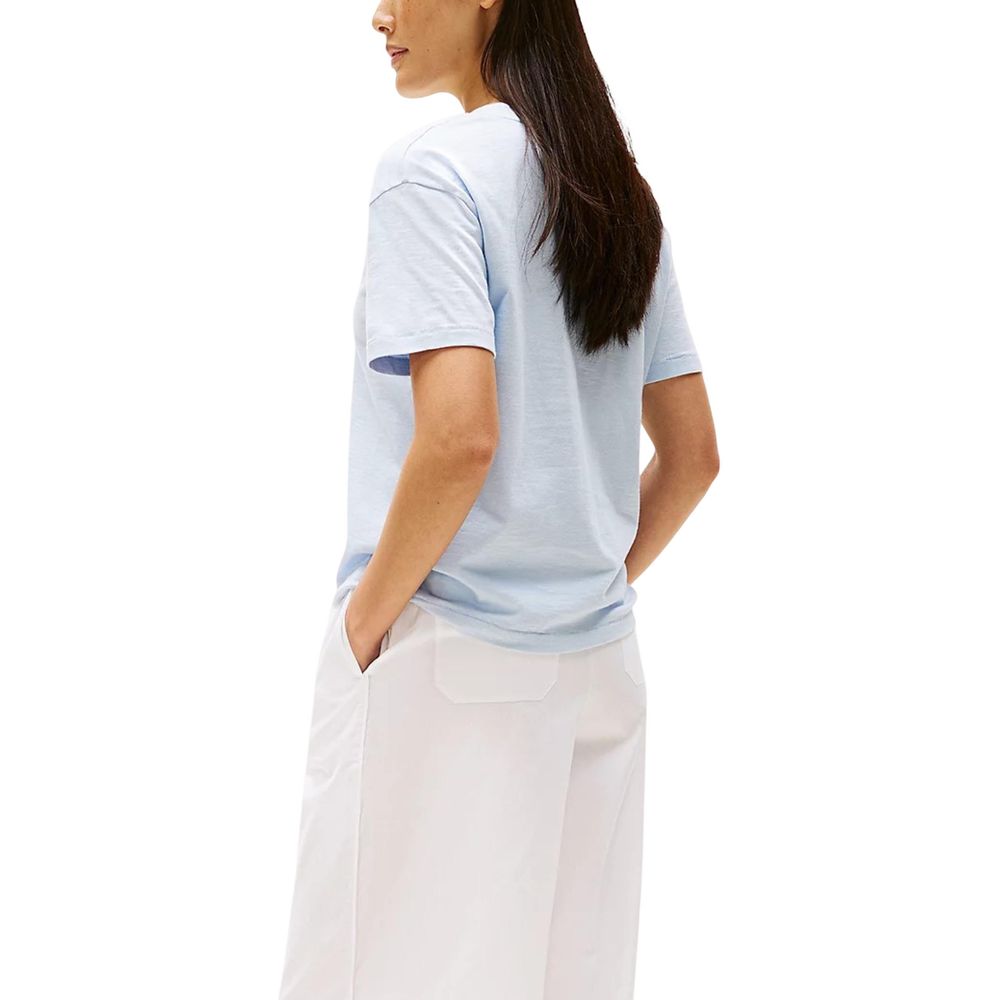 T-shirt en coton biologique bleu de Tommy Hilfiger, coupe classique, avec logo discret sur la poitrine.