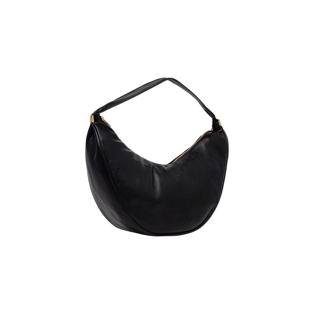 Sac à main noir en polyéthylène de la marque Calvin Klein, avec poignée et design élégant visible.