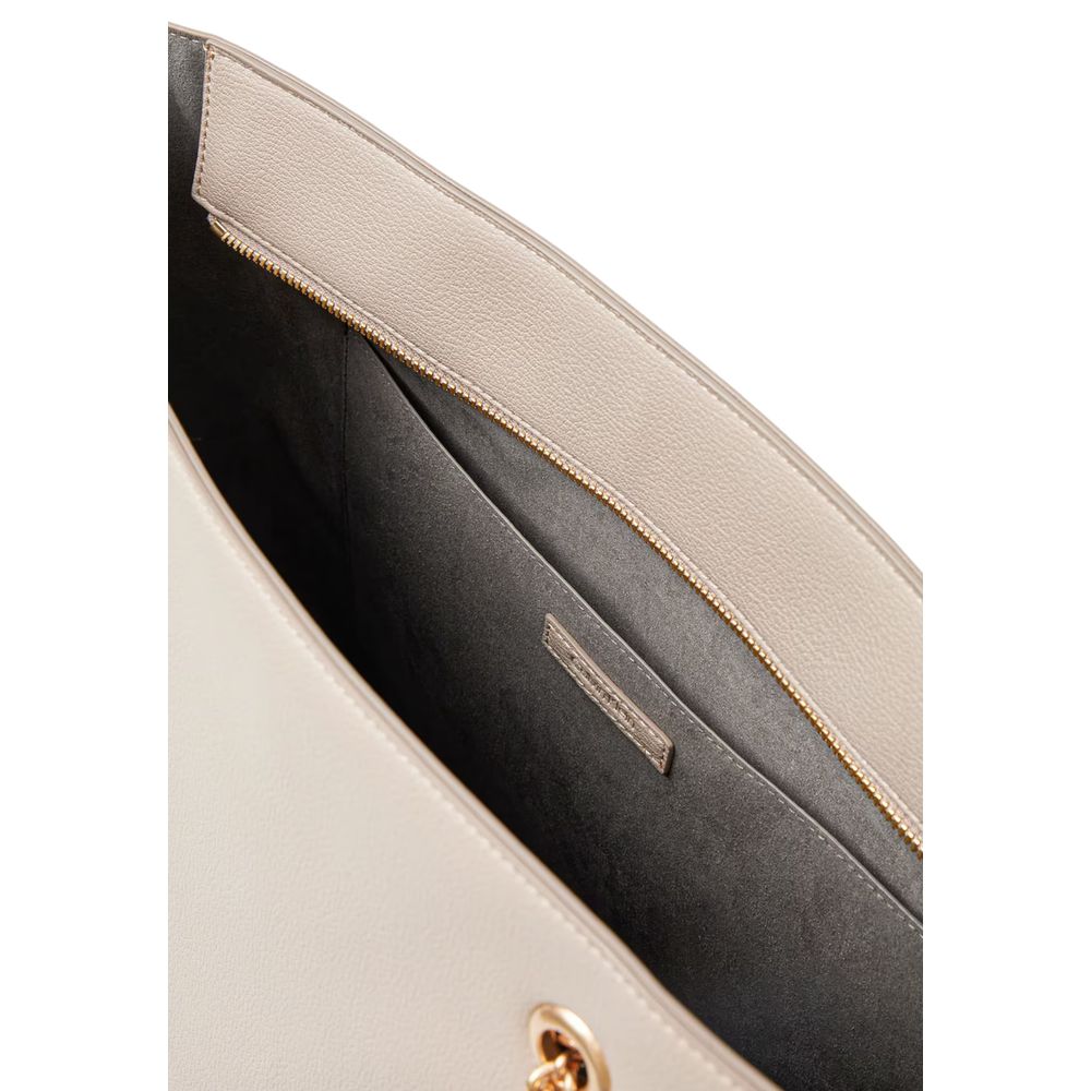 Sac à main beige en polyéthylène de Calvin Klein, avec poignées et design épuré visible sur l'image.