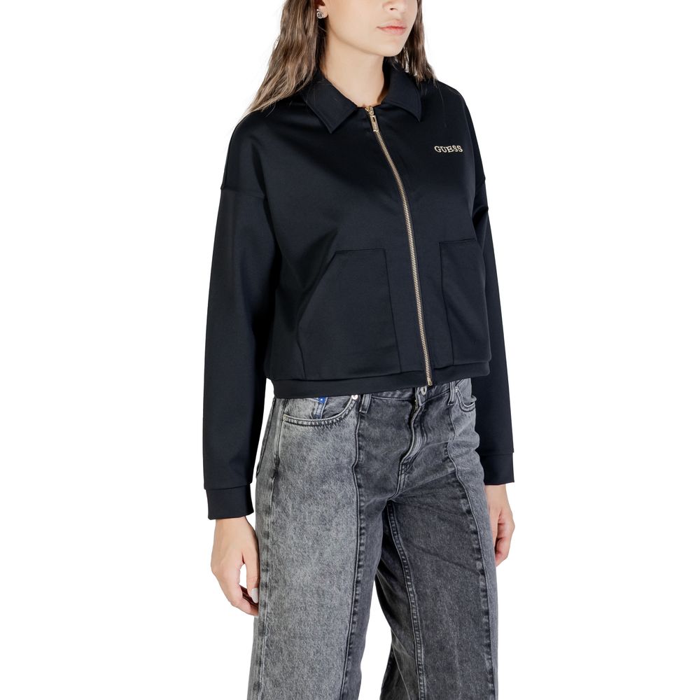 Sweat-shirt noir Guess Active en polyamide, version active, avec motif subtil et coupe décontractée.