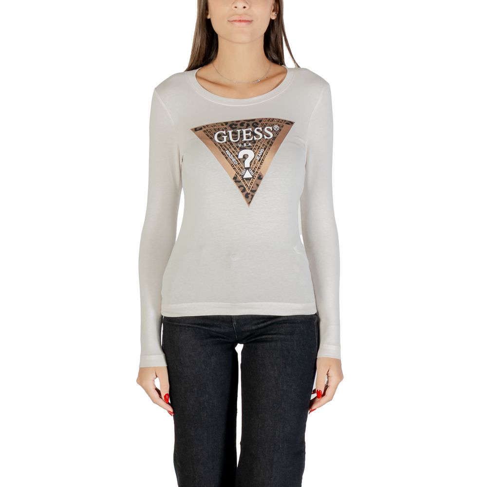 Guess Creme Baumwoll Langarmshirt
