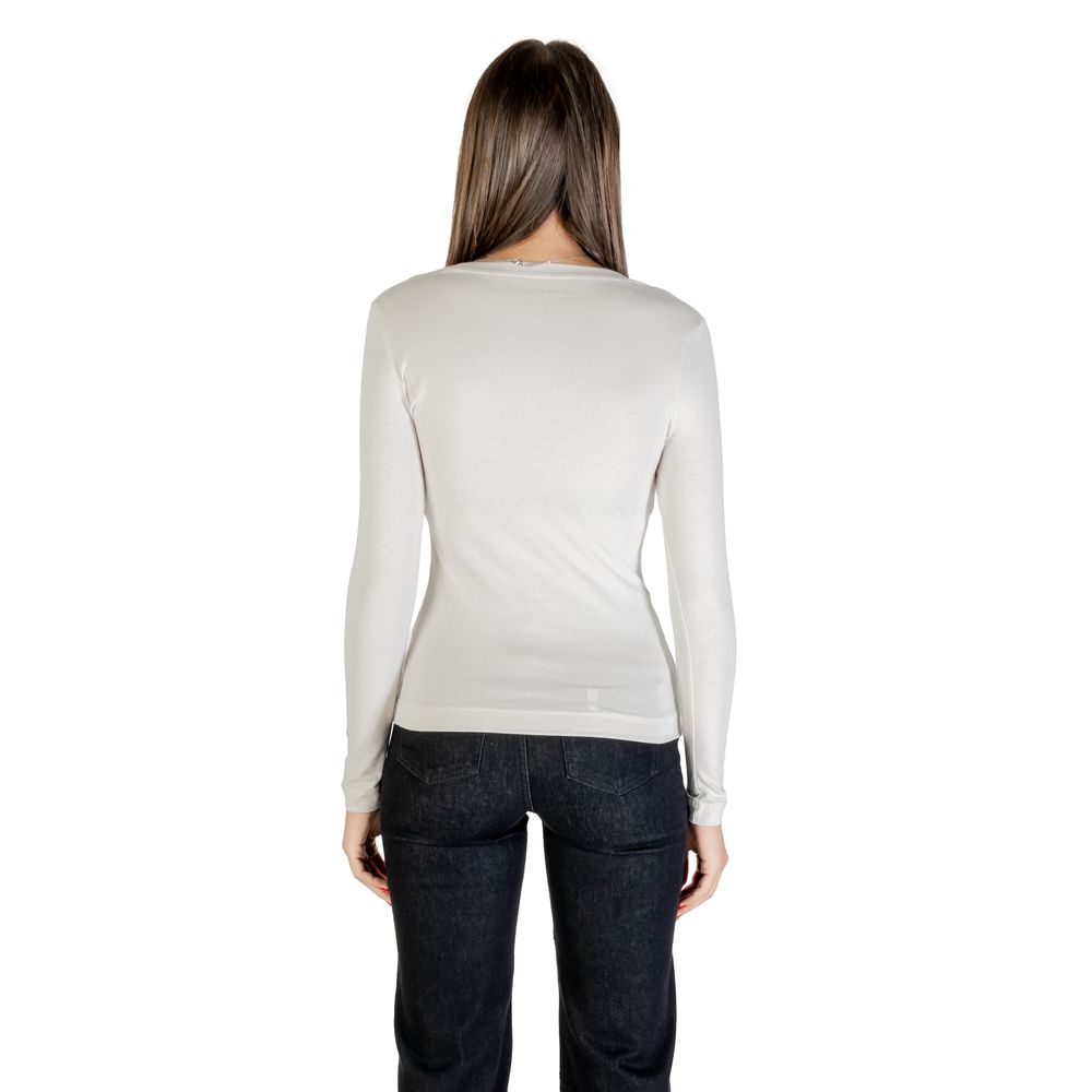 Guess Creme Baumwoll Langarmshirt