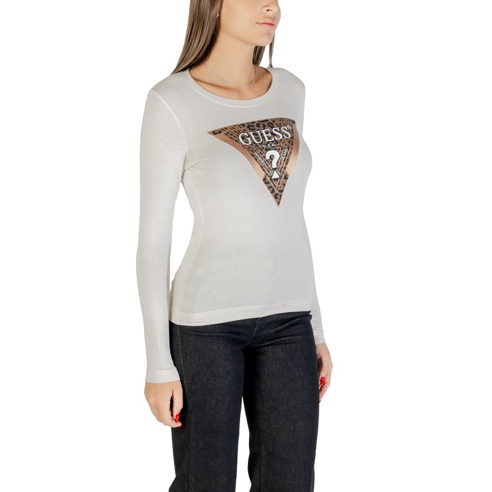 Guess Creme Baumwoll Langarmshirt