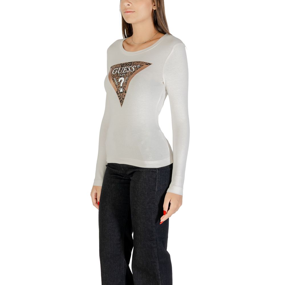 Guess Creme Baumwoll Langarmshirt