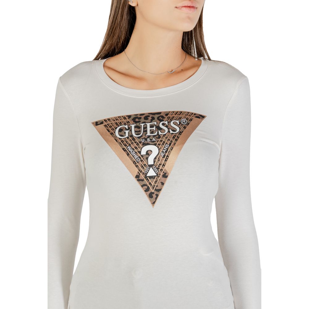 Guess Creme Baumwoll Langarmshirt