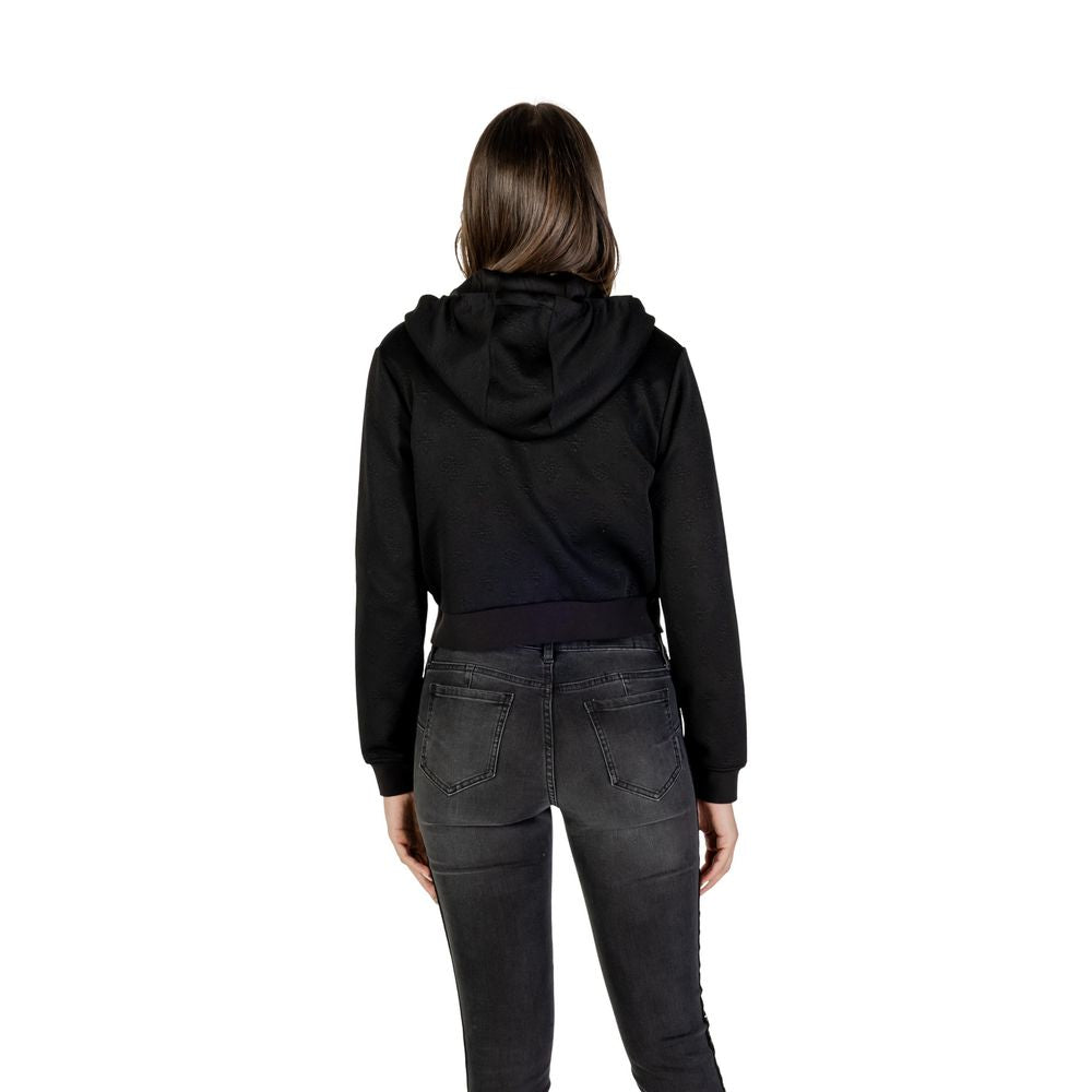 Sweat à capuche en polyester noir Guess Active, style décontracté avec logo Guess sur le devant, pour homme ou femme.