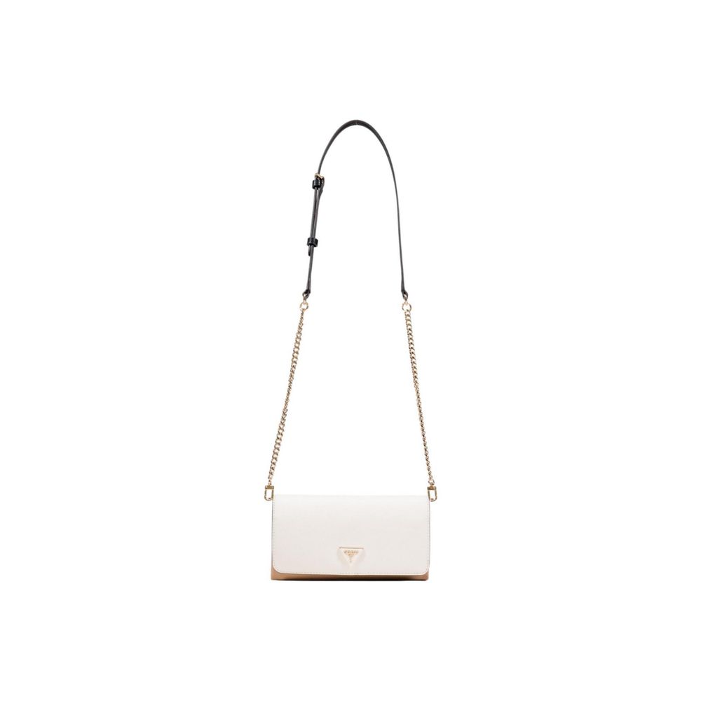 Sac clutch Guess beige en polyéthylène avec fermeture élégante, idéal pour une tenue sophistiquée et moderne.