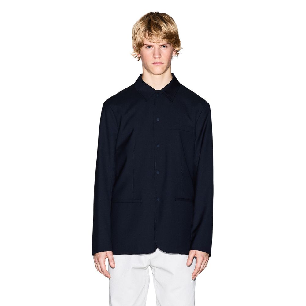 Veste blazer noire en polyester de Armani Exchange, coupe élégante et moderne visible sur l'image.