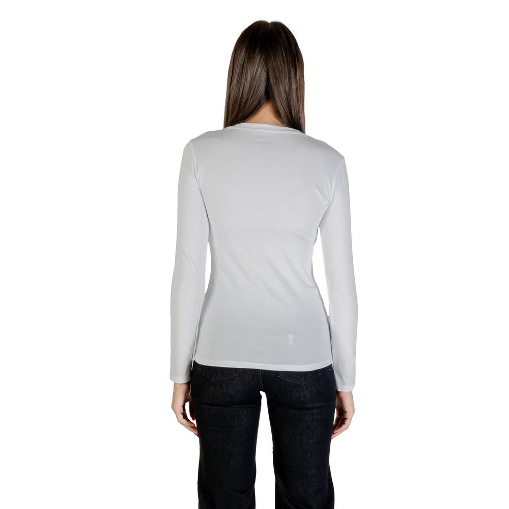 T-shirt à manches longues en coton blanc Armani Exchange, vue de face, finition simple et élégante.