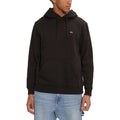 Hoodie noir en coton Tommy Hilfiger Jeans avec logo brodé, manches longues et coupe décontractée visible sur l’image.