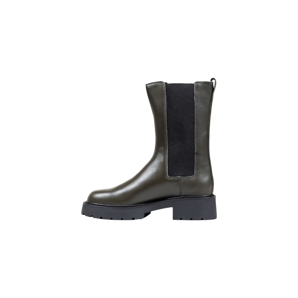 Bottes en cuir gris pour ankle de Calvin Klein Jeans, style élégant, avec semelle en caoutchouc, visibles sur l'image.