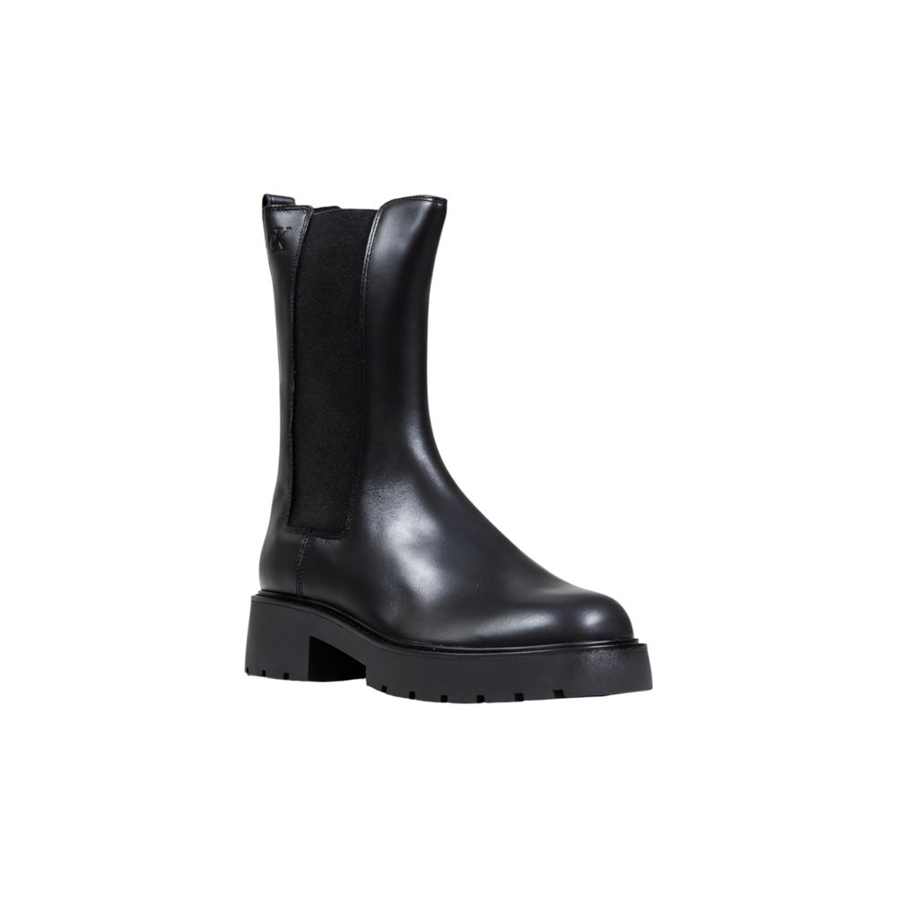 Bottes ankle en cuir noir de Calvin Klein Jeans, style élégant et moderne, avec semelle robuste et finition soignée.
