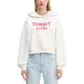 Hoodie crème en coton recyclé de Tommy Hilfiger Jeans, avec logo et détails de style décontracté.