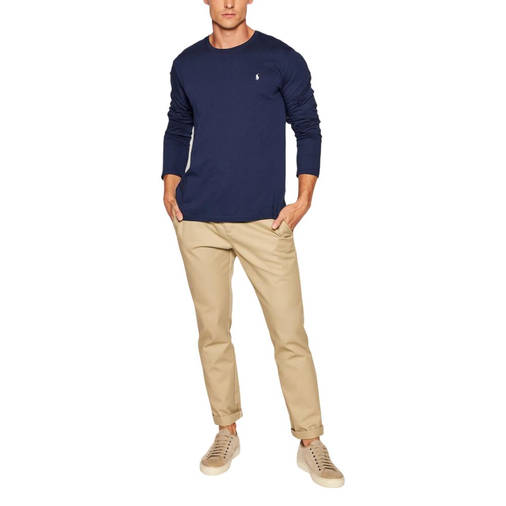 Ralph Lauren Blaues Baumwoll-Langarm-T-Shirt