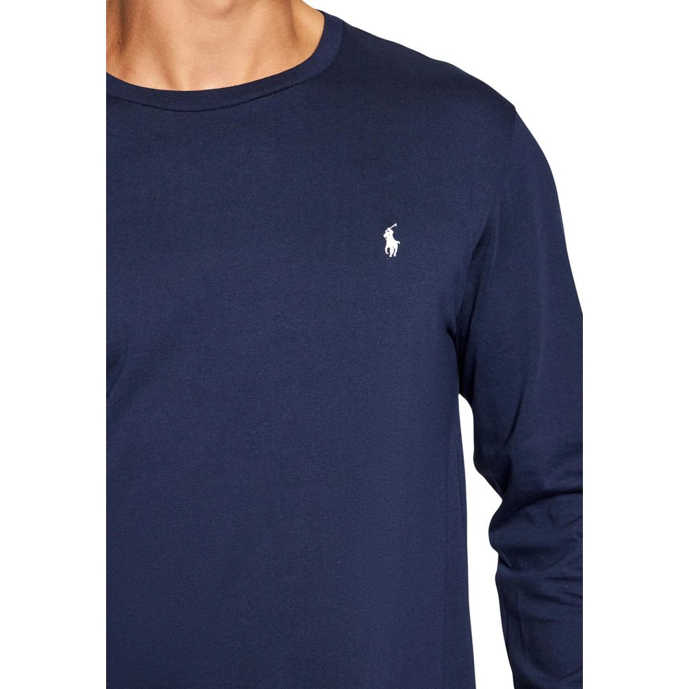 Ralph Lauren Blaues Baumwoll-Langarm-T-Shirt