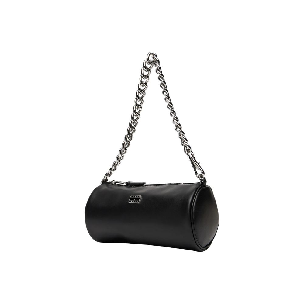 Sac à main en cuir artificiel noir Tommy Hilfiger Jeans avec détails élégants et fermeture zippée visible.