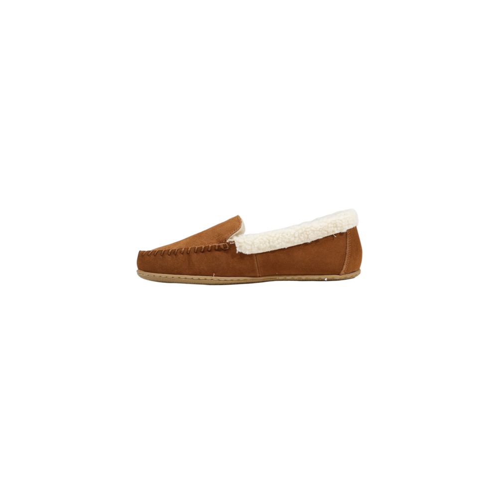 Chaussons en cuir suédé marron Ralph Lauren, élégants et confortables, avec semelle en caoutchouc, pour un style décontracté.