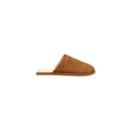 Chaussons en textile marron Ralph Lauren pour homme, confortables et élégants, avec logo Ralph Lauren visible sur le dessus.