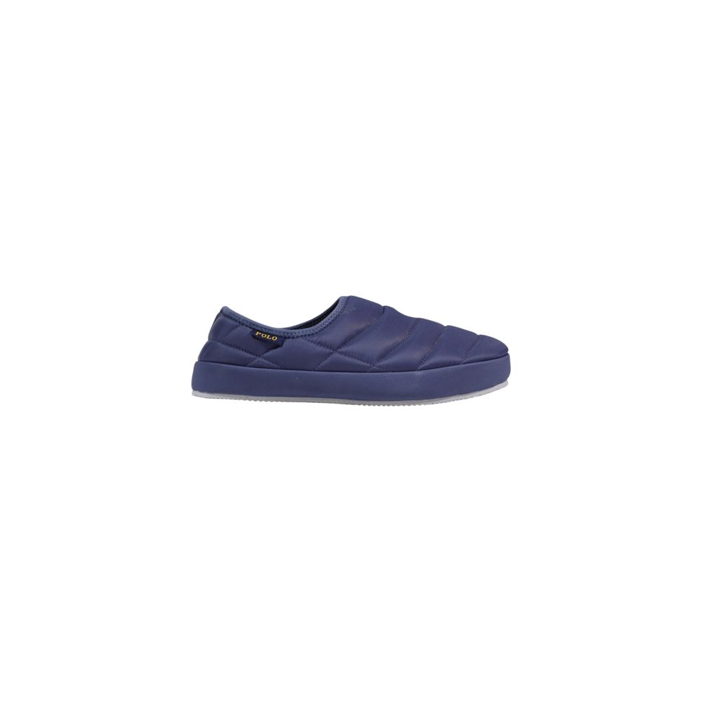 Chaussons en textile bleu Ralph Lauren avec semelle souple et design élégant, parfaits pour un confort décontracté à la maison.