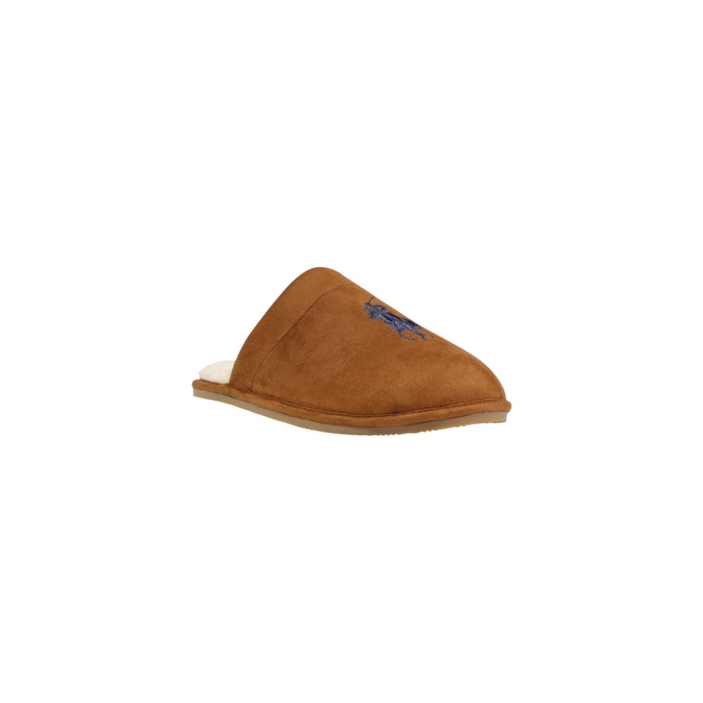 Chaussons en textile marron Ralph Lauren pour homme avec semelle douce et design élégant, confortables pour la maison.