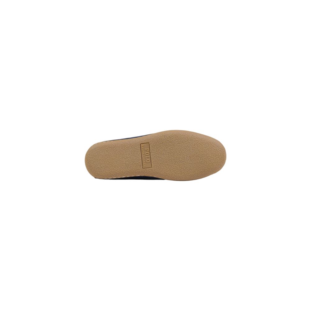 Chaussons en cuir de daim bleu de Ralph Lauren, confortables et élégants, avec semelle en caoutchouc, pour homme.