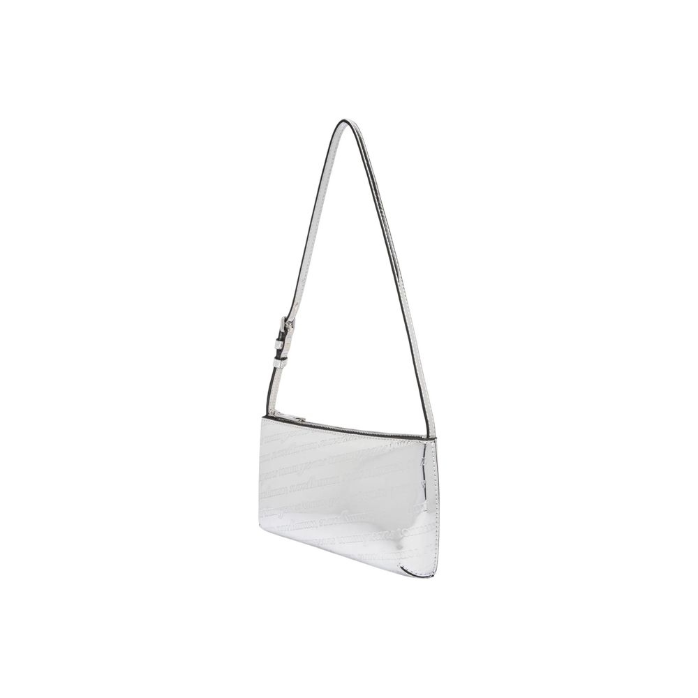 Sac à main en polyethylene argenté Tommy Hilfiger Jeans, sac à main élégant avec logo et poignée confortable.