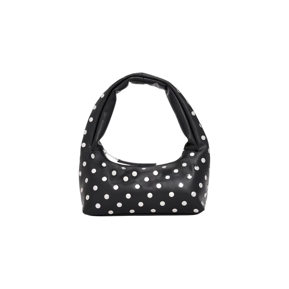 Sac à main Tommy Hilfiger Jeans noir en polyester avec détails en plastique, vue de face.