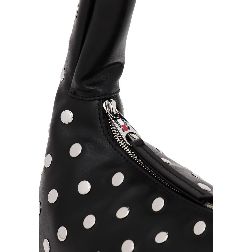Sac à main en polyéthylène noir de Tommy Hilfiger Jeans, avec design élégant et détails modernes.