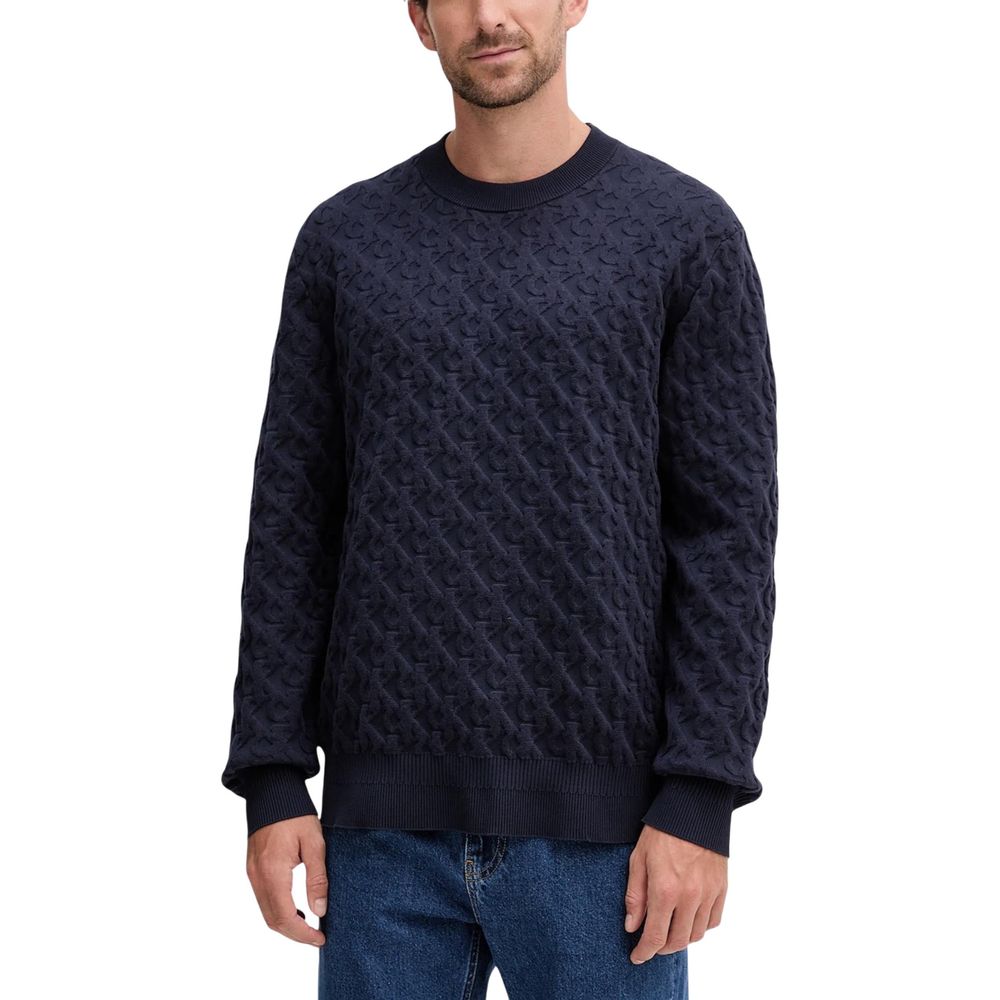 Sweatshirt bleu en coton de Calvin Klein Jeans, coupe décontractée, avec logo discret sur la poitrine.