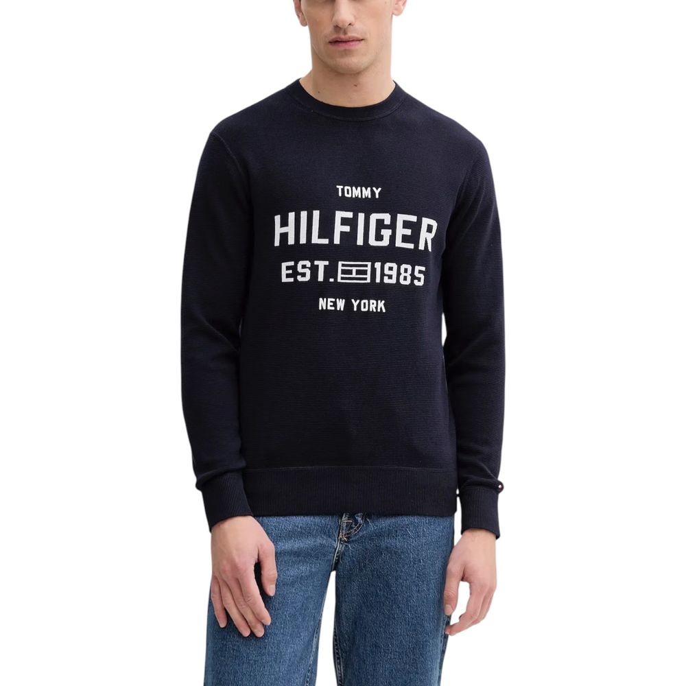 Sweat-shirt en coton biologique bleu de Tommy Hilfiger, doux et confortable, avec logo ton sur ton.