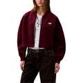 Veste bomber en viscose bordeaux de Calvin Klein Jeans, coupe moderne avec logo discret, vue de face.