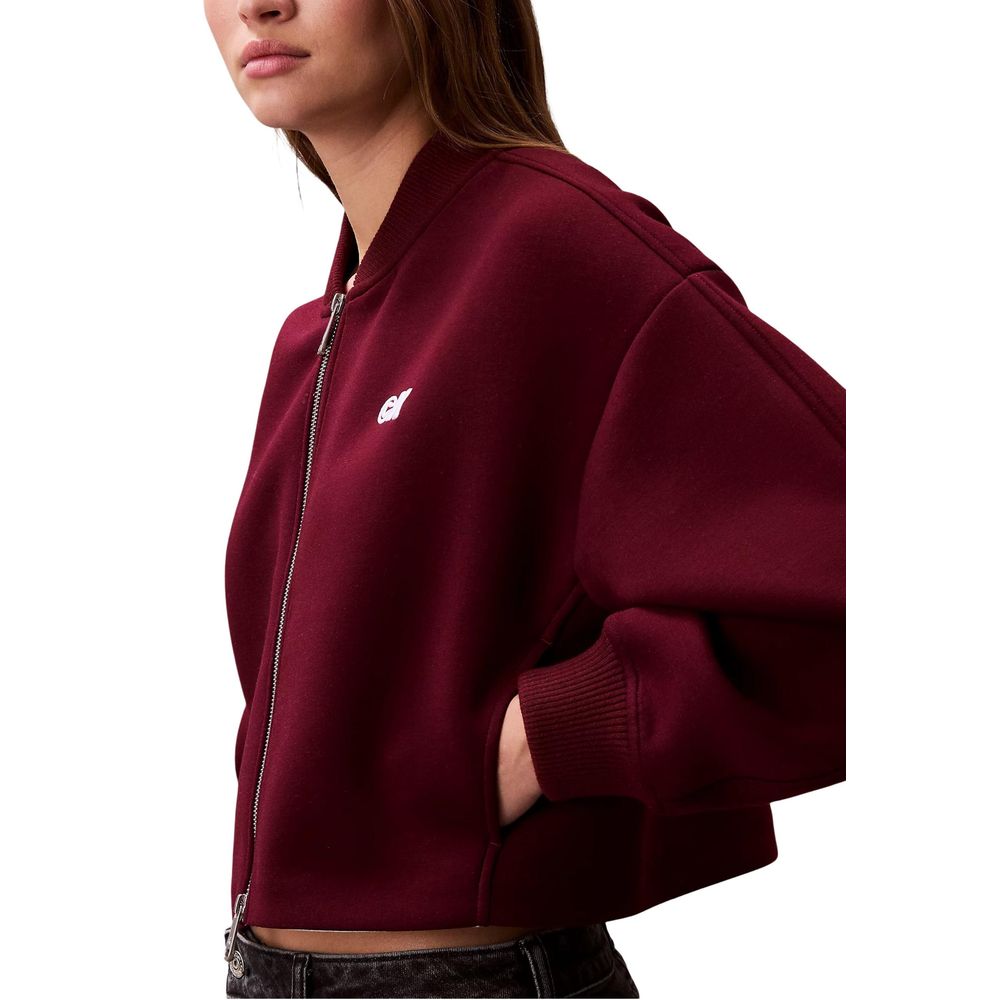 Veste bomber en viscose bordeaux de Calvin Klein Jeans, coupe élégante et détails modernes pour un style décontracté.