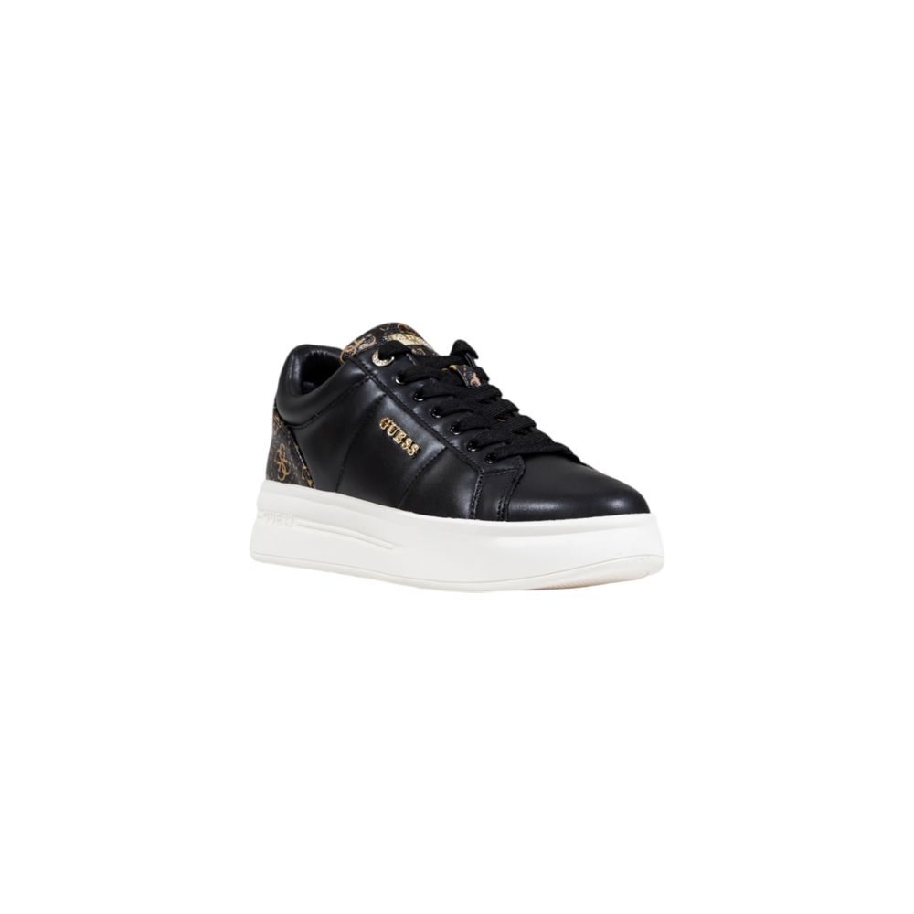 Sneakers basses bicolores en polyester de Guess, chaussures de sport avec semelles blanches et design moderne.