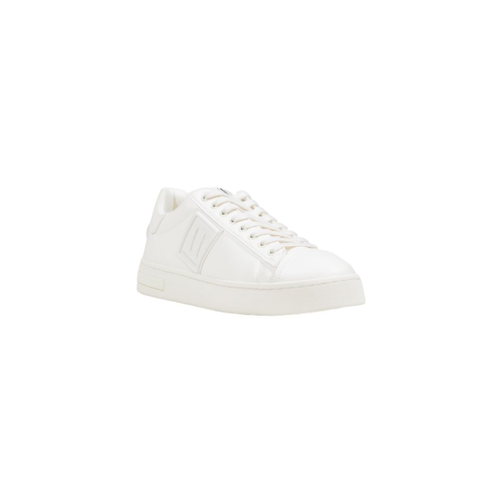 Chaussures sneakers basses en polyester blanc de la marque Armani Exchange, vue de côté, pour un look décontracté et moderne.